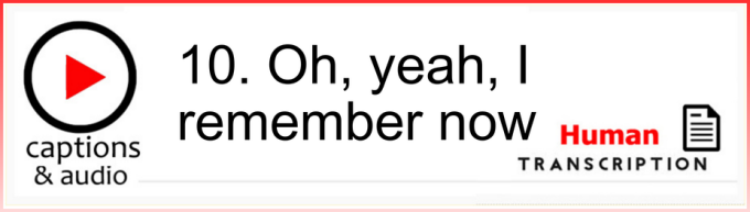 White button showing season 5 episode 10, with human transcription.