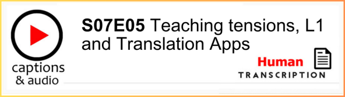 White button showing season 7 episode 05, with human transcription.