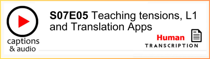 White button showing season 7 episode 05, with human transcription.